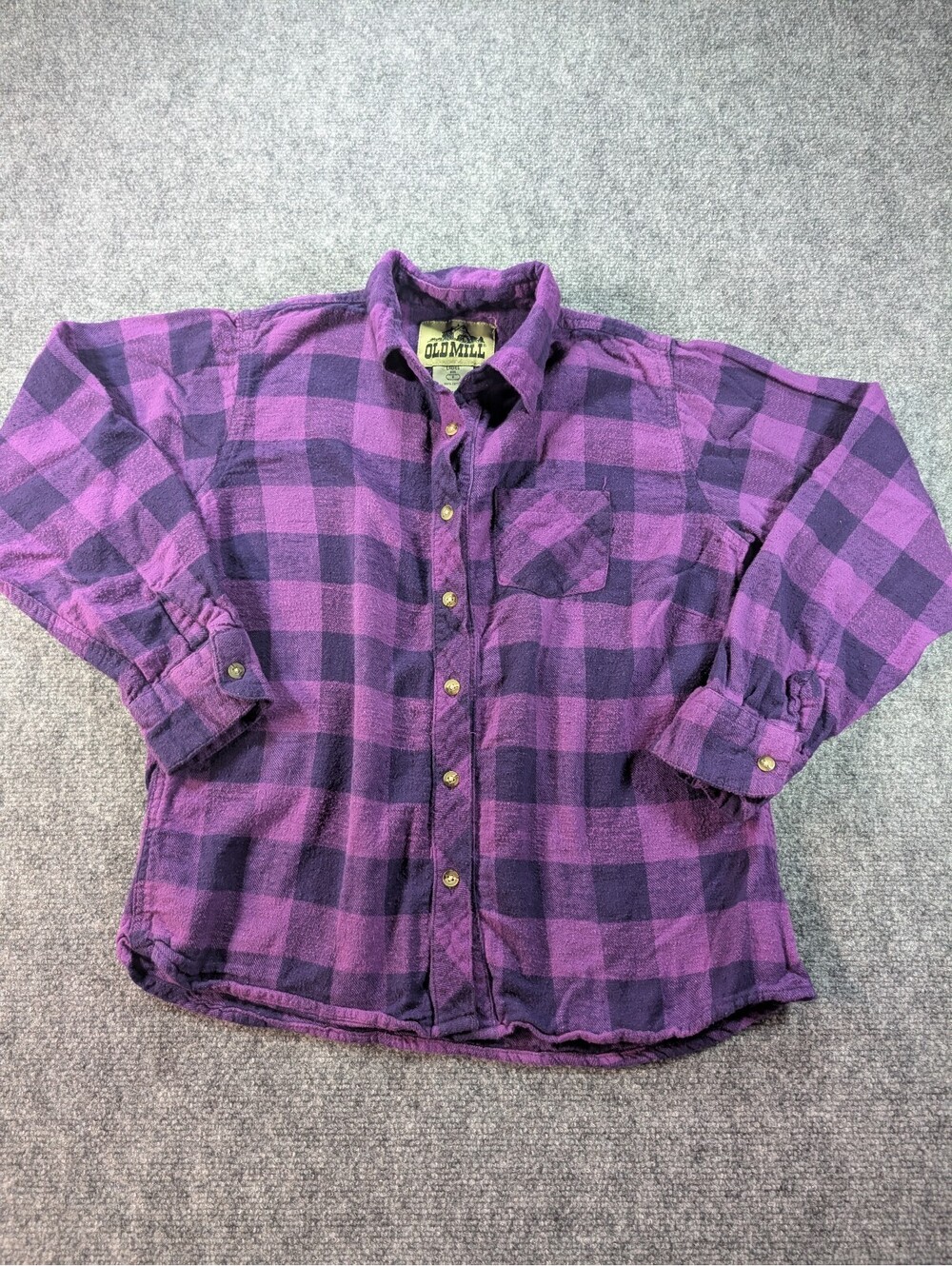 Old Mill Women's small Purple Plaid Button Up Shirt Flannel Outdoor Utility